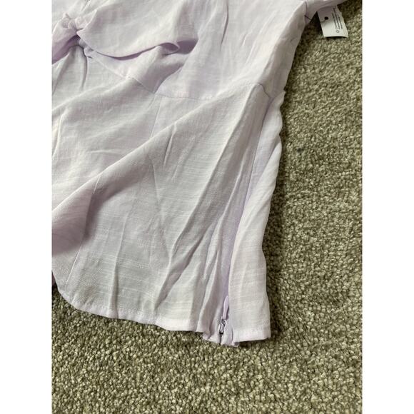 NWT Nine West Cottage Western Boho Puffed Sleeve Ruffles V-neck Top Lilac L - Picture 6 of 10